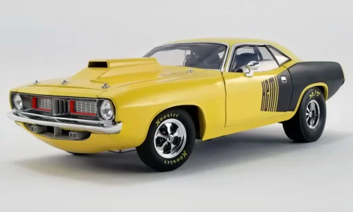 Acme 1/18 1972 Plymouth Drag Cuda Yellow/Black -Best Toy Discount Store ACMA1806118