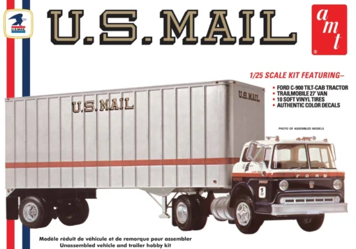 AMT 1/25 Ford C600 US Mail Truck With USPS Trailer -Best Toy Discount Store AMT1326