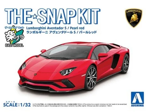 Aoshima 1/32 Lamborghini Aventador S Pearl Red Snap Together -Best Toy Discount Store AOS6347