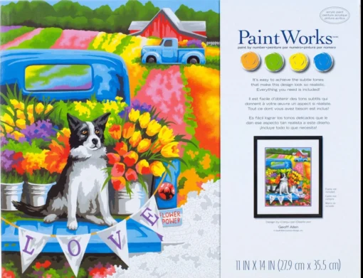 Paint By Number Flower Power Dog 11" X 14" -Best Toy Discount Store DIM91775