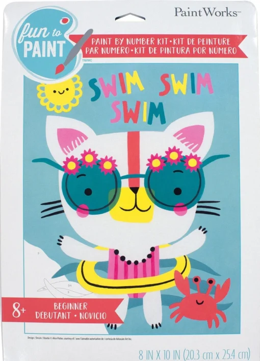 Paint By Number Swim Cat 8" X 10" -Best Toy Discount Store DIM91849