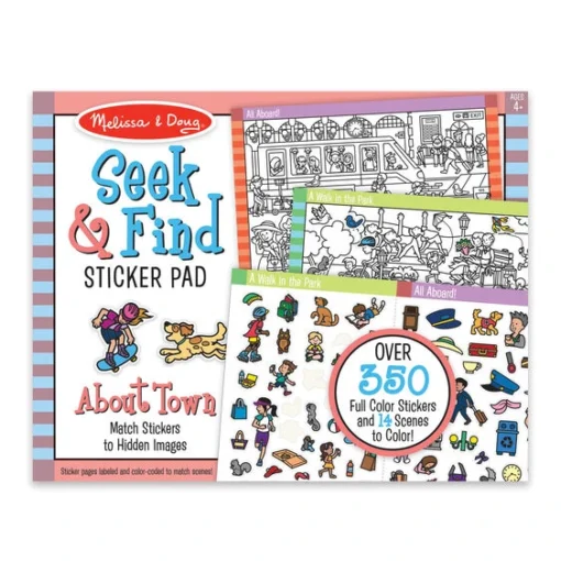 Melissa & Doug Seek & Find Sticker Pad - Around Town -Best Toy Discount Store LCI30150