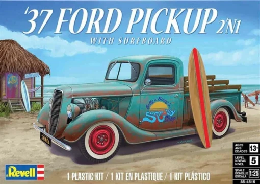 Revell 1/25 1937 Ford Pickup With Surfboard -Best Toy Discount Store RMX4516