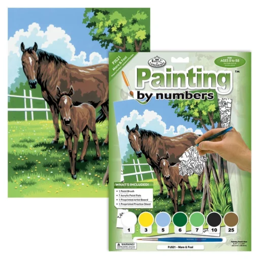 Royal Brush Paint By Number Junior Small Mare & Foal -Best Toy Discount Store ROYPJS21 2