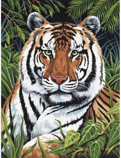 Royal Brush Paint By Number Junior Small Tiger In Hiding -Best Toy Discount Store ROYPJS75