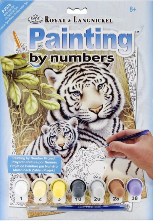 Royal Brush Paint By Number Junior Small White Tiger Pair -Best Toy Discount Store ROYPJS76